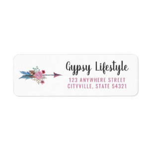 Boho Chic Rustic Feather Arrow Pink Return Address Return Address Label