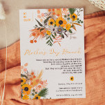 Boho chic rustic orange sunflowers mother's day invitation<br><div class="desc">Embrace the warmth of the country sun with our boho-rustic orangemother's day brunch invitations,  adorned with beautiful sunflowers,  green leaves,  and brown red branches. Perfect for the free-spirited mum with a brushed script typography on a simple editable white background.</div>