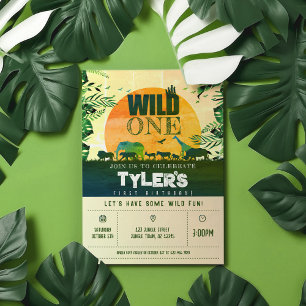 Boho Chic Safari Animals Wild One 1st Birthday Invitation