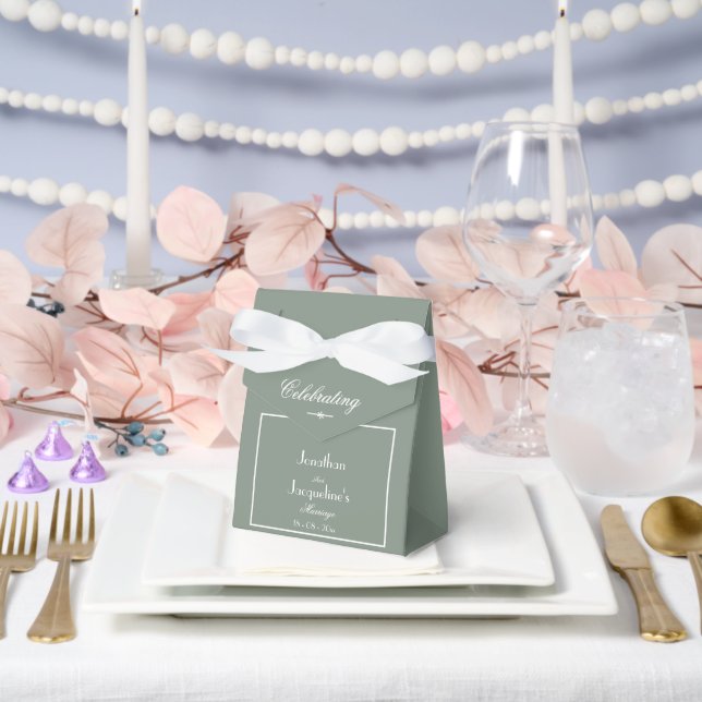 Boho Chic Sage Green Elegant Thank You Wedding     Favour Box (Wedding)