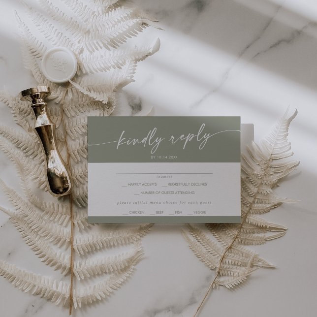 Boho Chic Sage Green Menu Choice RSVP Card (Creator Uploaded)