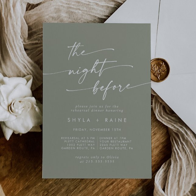 Boho Chic Sage Green Rehearsal Dinner Invites (Creator Uploaded)