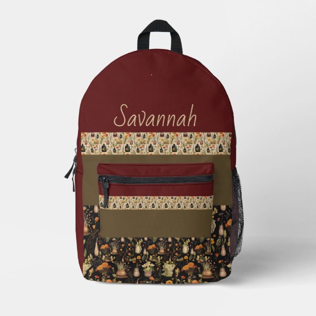 Boho-Chic Sage Green & Rust Backpack (Front)