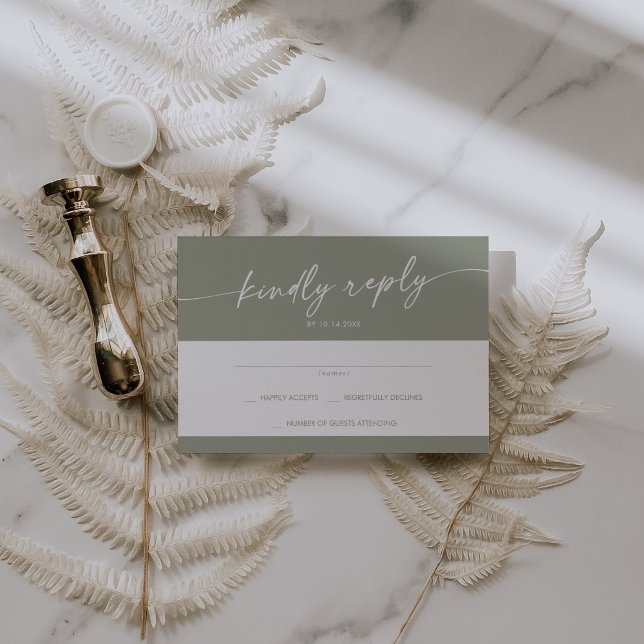 Boho Chic Sage Green Simple Wedding RSVP Card (Creator Uploaded)