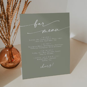 Boho Chic Sage Green Wedding Bar Pedestal Sign