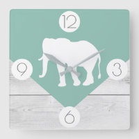 Boho Chic Sage Green & White Wood Print Elephant