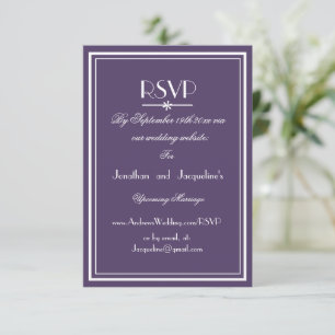 Boho chic script email website Wedding RSVP Card