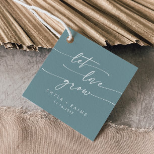Boho Chic Seafoam Teal Let Love Grow Wedding Favour Tags