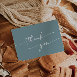 Boho Chic Seafoam Teal Pink Flat Wedding Thank You Card