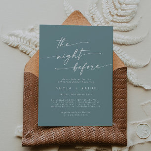 Boho Chic Seafoam Teal Rehearsal Dinner Invites