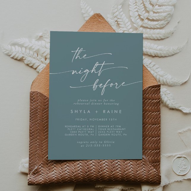 Boho Chic Seafoam Teal Rehearsal Dinner Invites (Creator Uploaded)