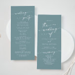 Boho Chic Seafoam Teal Tea Length Wedding Program<br><div class="desc">This boho chic seafoam teal tea length wedding program is perfect for a minimalist wedding ceremony. The colourful blue green modern bohemian design features simple rustic calligraphy with a unique yet classic style reminiscent of the beach, ocean and summer seaside. Personalise your wedding program with you names, wedding date, location,...</div>