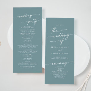 Boho Chic Seafoam Teal Tea Length Wedding Program