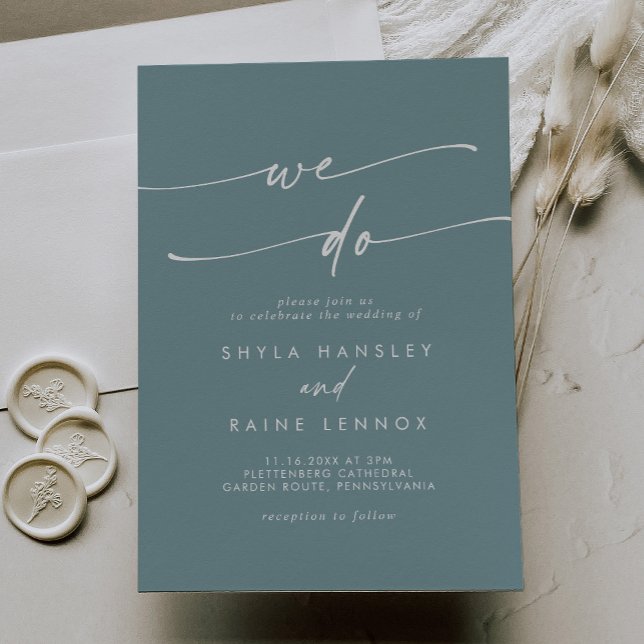 Boho Chic Seafoam Teal We Do Wedding Invitation (Creator Uploaded)