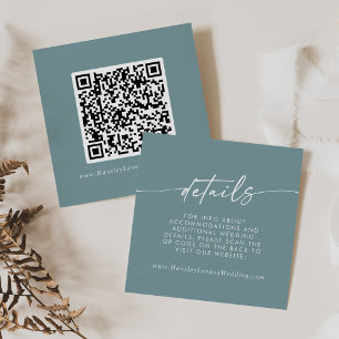 Boho Chic Seafoam Teal Wedding QR Code Details Enclosure Card