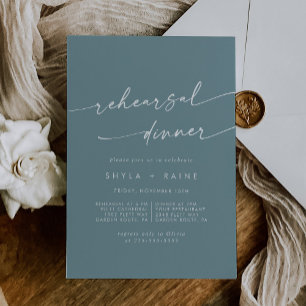 Boho Chic Seafoam Teal Wedding Rehearsal Dinner Invitation