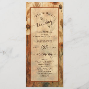 Boho Chic Sienna Wildflowers Elegant Wedding Program