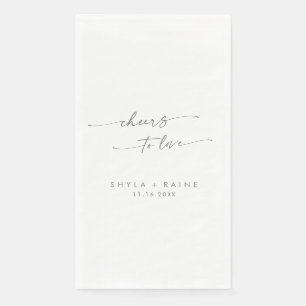 Boho Chic Silver Grey Cheers to Love Wedding Napkin