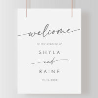 Boho Chic Silver Grey DIY Wedding Welcome Sign