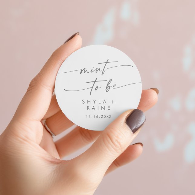 Boho Chic Silver Grey Mint To Be Favour Sticker (Boho Chic Silver Gray Mint To Be Favor Sticker)