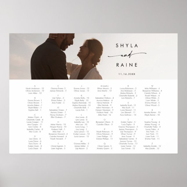 Boho Chic Silver Grey Picture Seating Chart (Front)