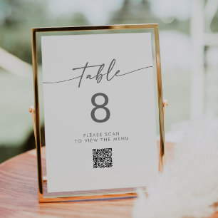 Boho Chic Silver Grey QR Code Table Numbers