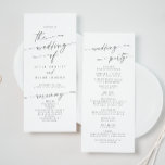 Boho Chic Silver Grey Tea Length Wedding Program<br><div class="desc">This boho chic silver grey tea length wedding program is perfect for a minimalist wedding ceremony. The whimsical silver grey and white modern bohemian design features simple rustic calligraphy with a unique yet classic style. Personalise your wedding program with you names, wedding date, location, order of service, wedding party and...</div>