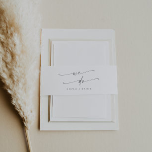 Boho Chic Silver Grey We Do Wedding Invitation Belly Band