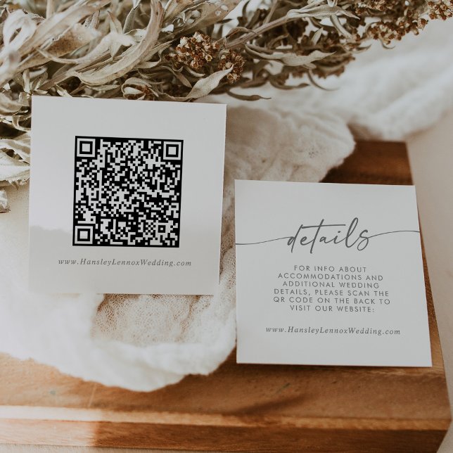 Boho Chic Silver Grey Wedding QR Code Details Enclosure Card (Creator Uploaded)