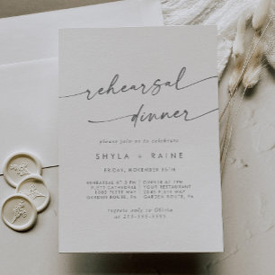 Boho Chic Silver Grey Wedding Rehearsal Dinner Invitation