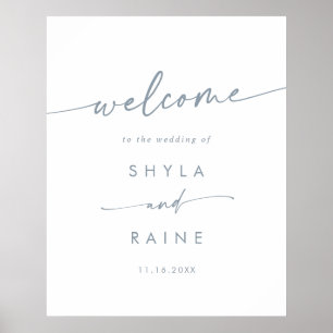 Boho Chic Slate Blue DIY Wedding Welcome Sign