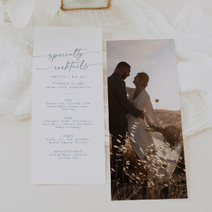 Boho Chic Slate Blue Photo Speciality Cocktails Menu