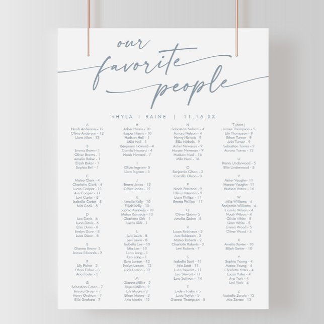 Boho Chic Slate Blue Printable Seating Chart (Creator Uploaded)