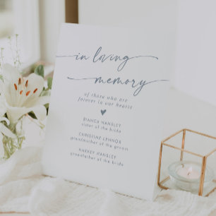 Boho Chic Slate Blue Wedding In Loving Memory Pedestal Sign