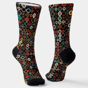 Boho Chic Socks with Retro Circle Art