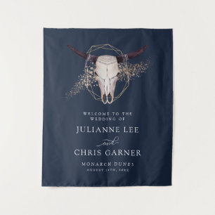 Boho Chic Steer Skull Wedding Invitation Tapestry