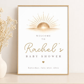 Boho Chic Sun Neutral Baby Shower Welcome Sign
