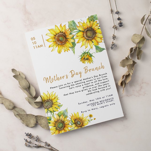 Boho Chic Sunflowers Mother's Day Invitation (Creator Uploaded)