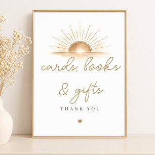 Boho Chic Sunshine Baby Shower Books Gifts Sign
