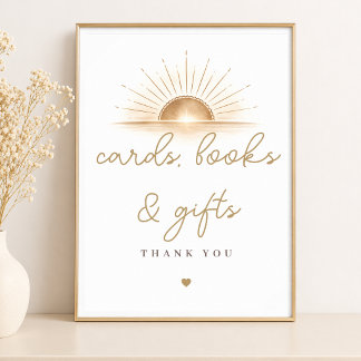 Boho Chic Sunshine Baby Shower Books Gifts Sign