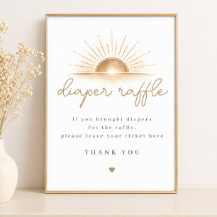Boho Chic Sunshine Baby Shower Diaper Raffle Sign