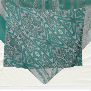 Boho Chic Teal and Grey Abstract Pattern Fleece Blanket