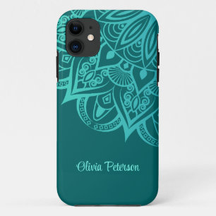 Boho Chic Teal and Turquoise Mandala  iPhone 11 Case