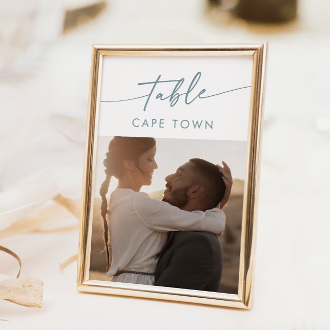 Boho Chic Teal and White Photo Table Numbers (Creator Uploaded)