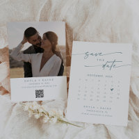 Boho Chic Teal and White QR Code Photo Calendar