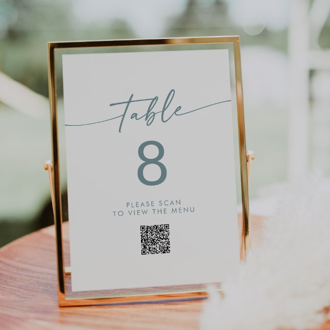 Boho Chic Teal and White QR Code Table Numbers (Creator Uploaded)