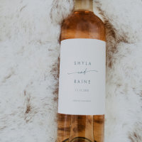 Boho Chic Teal and White Wedding Wine Labels