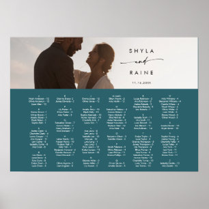 Boho Chic Teal Blue Picture Seating Chart