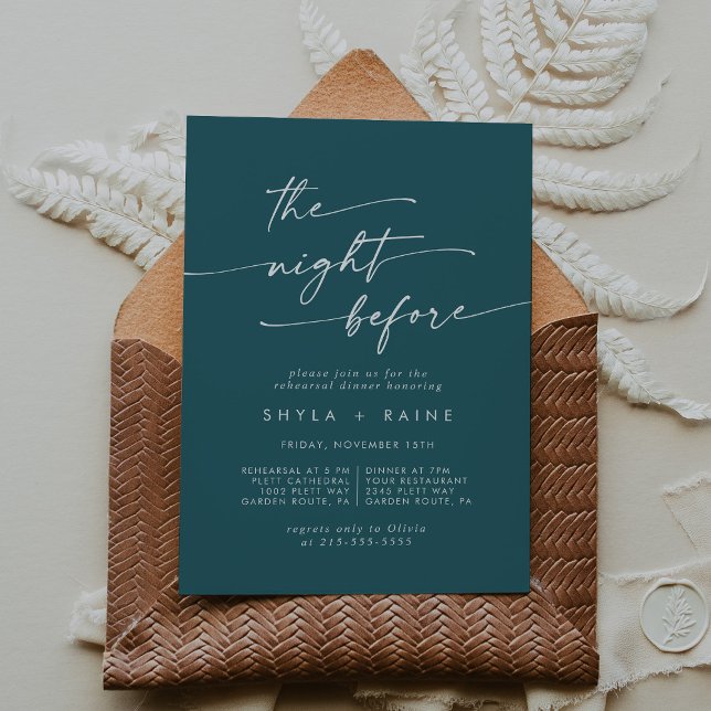 Boho Chic Teal Blue Rehearsal Dinner Invites (Creator Uploaded)