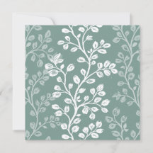 Boho Chic Teal Green Trailing Blossoms Floral Card